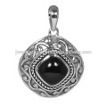 Designer Black Onyx Gemstone 925 Sterling Silver Pendant